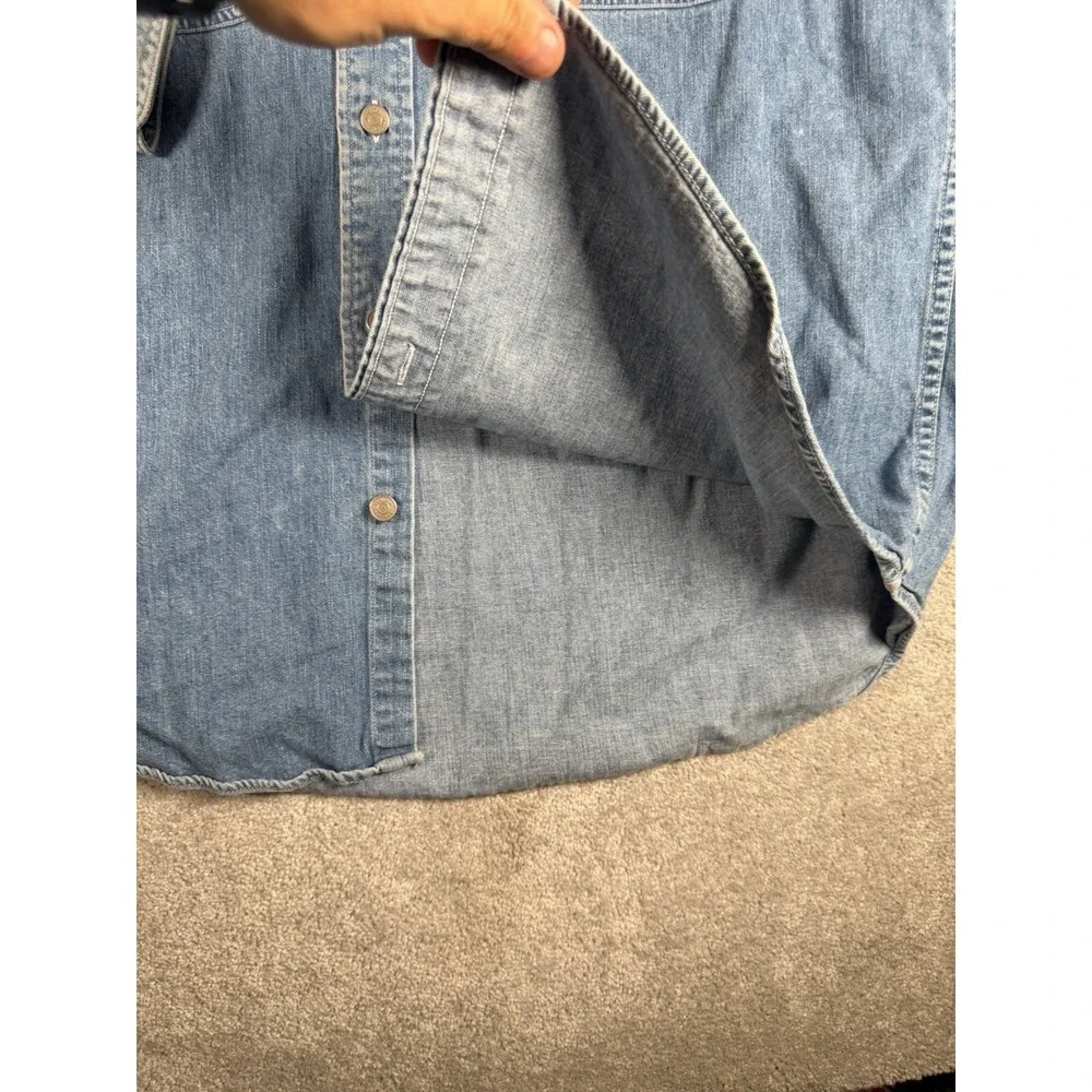 Vtg 80s Banana Republic Safari Denim Guide Shirt Men L Travel Adventure